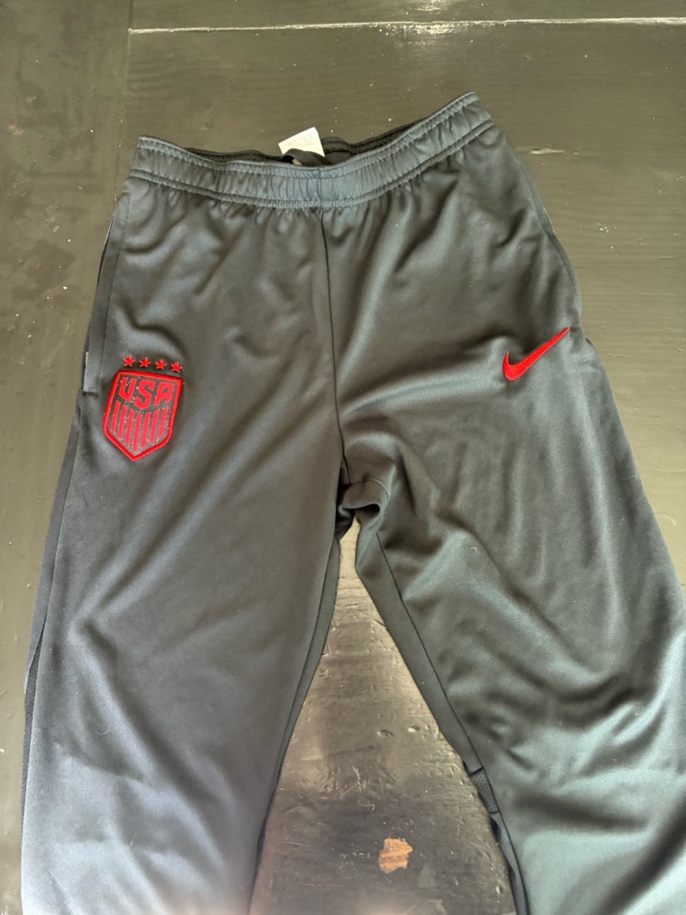 Nike Kids Black Sweatpants with Red Nike Swoosh and USA Crest